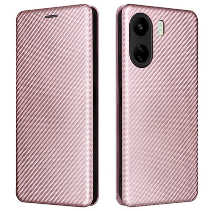 For Xiaomi Redmi 13C 4G / Poco C65 4G Phone Case Anti-drop Carbon Fiber Texture Cover with Kickstand Strap