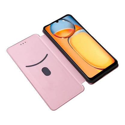 For Xiaomi Redmi 13C 4G / Poco C65 4G Phone Case Anti-drop Carbon Fiber Texture Cover with Kickstand Strap