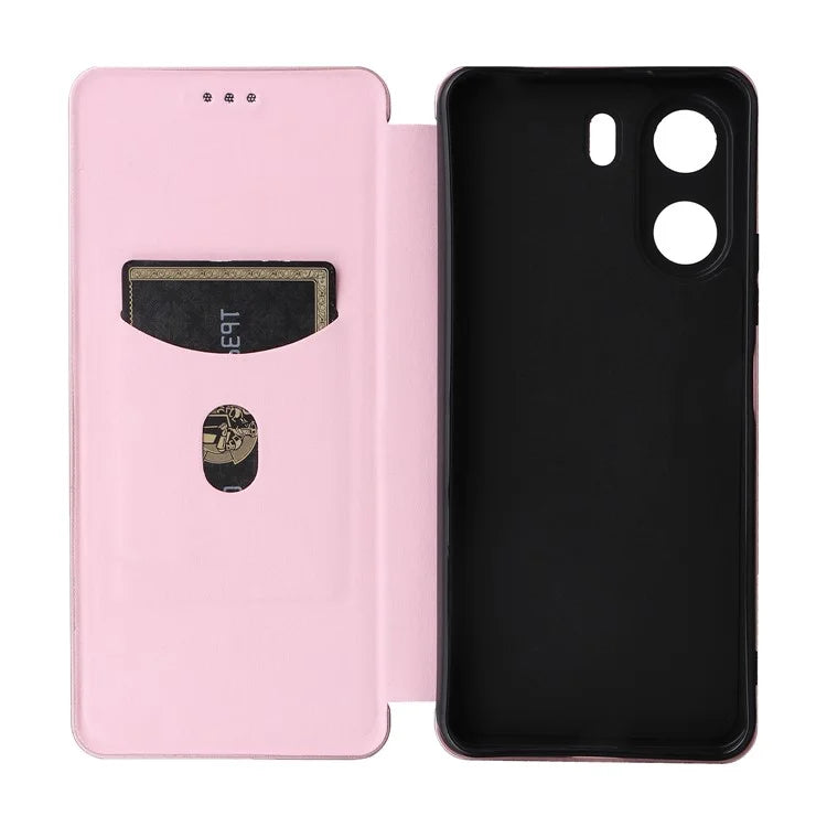 For Xiaomi Redmi 13C 4G / Poco C65 4G Phone Case Anti-drop Carbon Fiber Texture Cover with Kickstand Strap