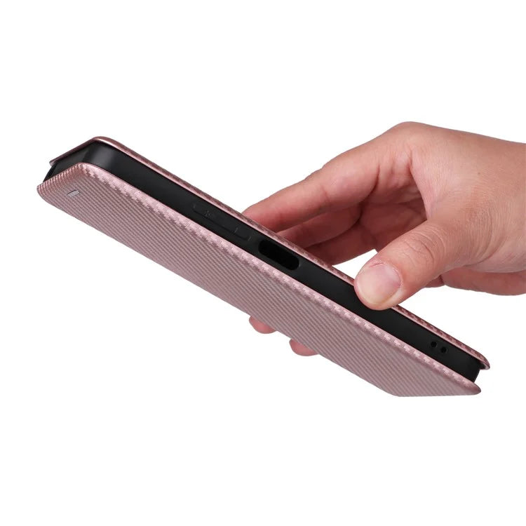 For Xiaomi Redmi 13C 4G / Poco C65 4G Phone Case Anti-drop Carbon Fiber Texture Cover with Kickstand Strap
