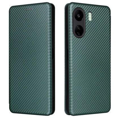 For Xiaomi Redmi 13C 4G / Poco C65 4G Phone Case Anti-drop Carbon Fiber Texture Cover with Kickstand Strap