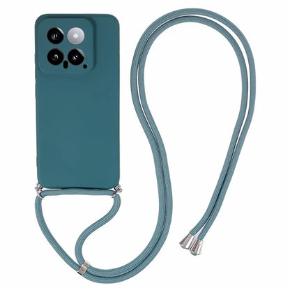 For Xiaomi 14 TPU Phone Case Fiber Inner Lining Protective Cover with Lanyard