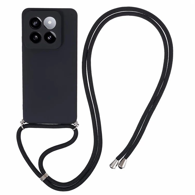 For Xiaomi 14 Pro TPU Phone Case Non-Slip Rubberized Finish Cover with Lanyard