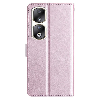 For Honor 90 Pro Case Silk Texture Leather Stand Wallet Phone Cover with Handy Strap
