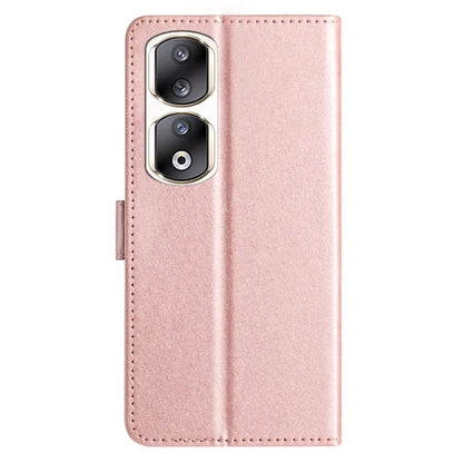 For Honor 90 Pro Case Silk Texture Leather Stand Wallet Phone Cover with Handy Strap