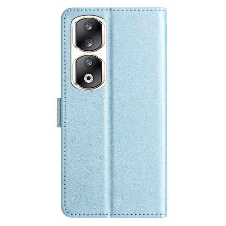 For Honor 90 Pro Case Silk Texture Leather Stand Wallet Phone Cover with Handy Strap
