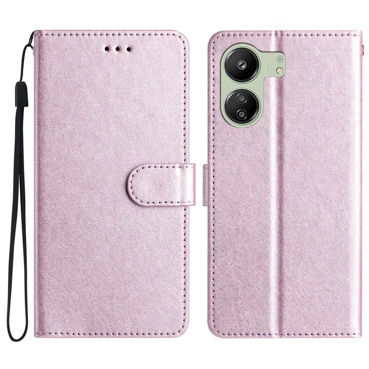 For Xiaomi Redmi 13C 4G / Poco C65 4G Leather Case Silk Texture Folding Stand Phone Cover