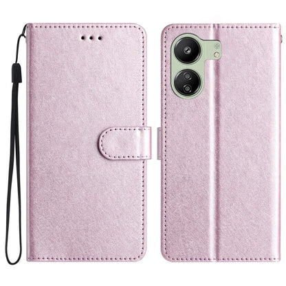 For Xiaomi Redmi 13C 4G / Poco C65 4G Leather Case Silk Texture Folding Stand Phone Cover