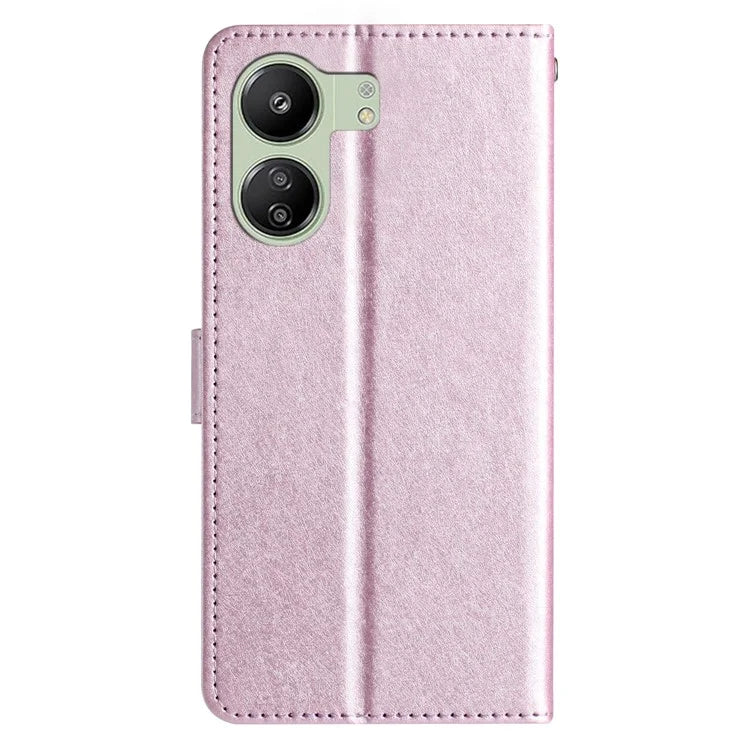 For Xiaomi Redmi 13C 4G / Poco C65 4G Leather Case Silk Texture Folding Stand Phone Cover