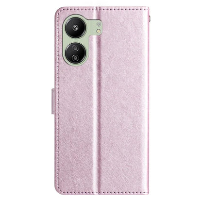 For Xiaomi Redmi 13C 4G / Poco C65 4G Leather Case Silk Texture Folding Stand Phone Cover