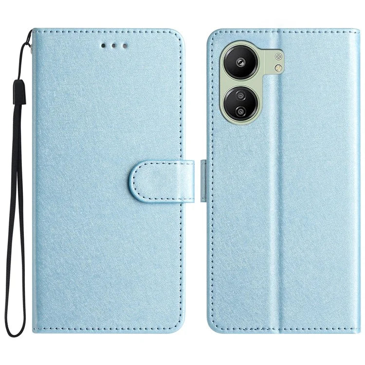 For Xiaomi Redmi 13C 4G / Poco C65 4G Leather Case Silk Texture Folding Stand Phone Cover