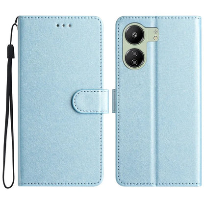 For Xiaomi Redmi 13C 4G / Poco C65 4G Leather Case Silk Texture Folding Stand Phone Cover