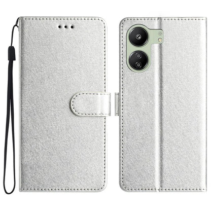 For Xiaomi Redmi 13C 4G / Poco C65 4G Leather Case Silk Texture Folding Stand Phone Cover