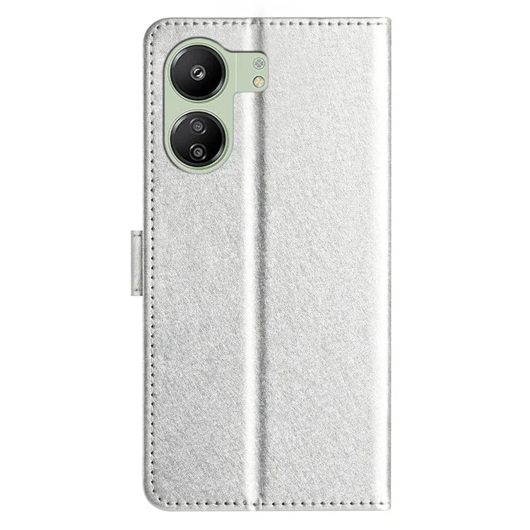 For Xiaomi Redmi 13C 4G / Poco C65 4G Leather Case Silk Texture Folding Stand Phone Cover