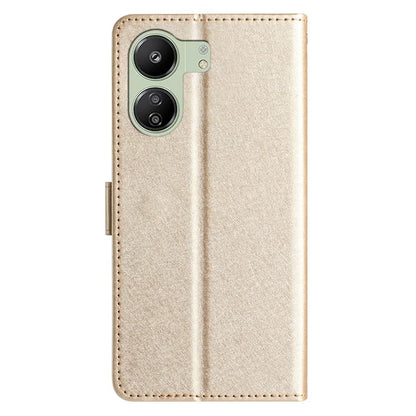 For Xiaomi Redmi 13C 4G / Poco C65 4G Leather Case Silk Texture Folding Stand Phone Cover