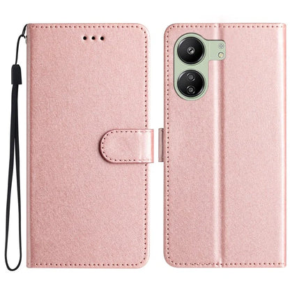For Xiaomi Redmi 13C 4G / Poco C65 4G Leather Case Silk Texture Folding Stand Phone Cover
