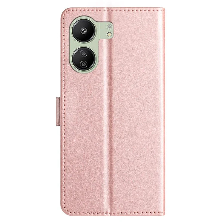 For Xiaomi Redmi 13C 4G / Poco C65 4G Leather Case Silk Texture Folding Stand Phone Cover