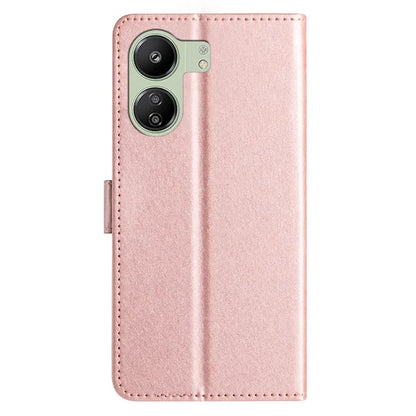 For Xiaomi Redmi 13C 4G / Poco C65 4G Leather Case Silk Texture Folding Stand Phone Cover
