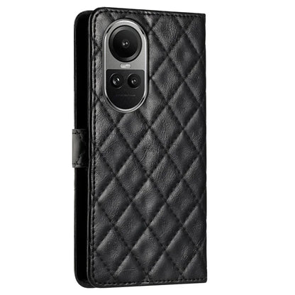 For Oppo Reno10 5G (Global) / Reno10 Pro 5G (Global) Case Leather Rhombus Grid Flip Wallet Stand Mobile Phone Cover