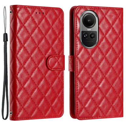 For Oppo Reno10 5G (Global) / Reno10 Pro 5G (Global) Case Leather Rhombus Grid Flip Wallet Stand Mobile Phone Cover