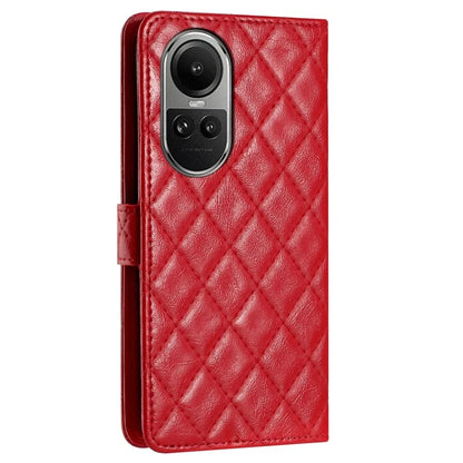 For Oppo Reno10 5G (Global) / Reno10 Pro 5G (Global) Case Leather Rhombus Grid Flip Wallet Stand Mobile Phone Cover