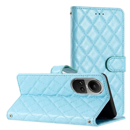 For Oppo Reno10 5G (Global) / Reno10 Pro 5G (Global) Case Leather Rhombus Grid Flip Wallet Stand Mobile Phone Cover
