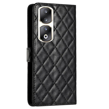 For Honor 90 Pro Case Stitching Rhombus Grid Phone Cover with Wallet Stand
