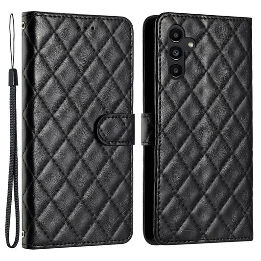For Samsung Galaxy A05s 4G Case Rhombus Grid PU Leather Wallet Cover
