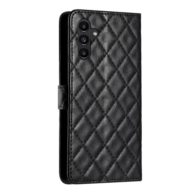 For Samsung Galaxy A05s 4G Case Rhombus Grid PU Leather Wallet Cover