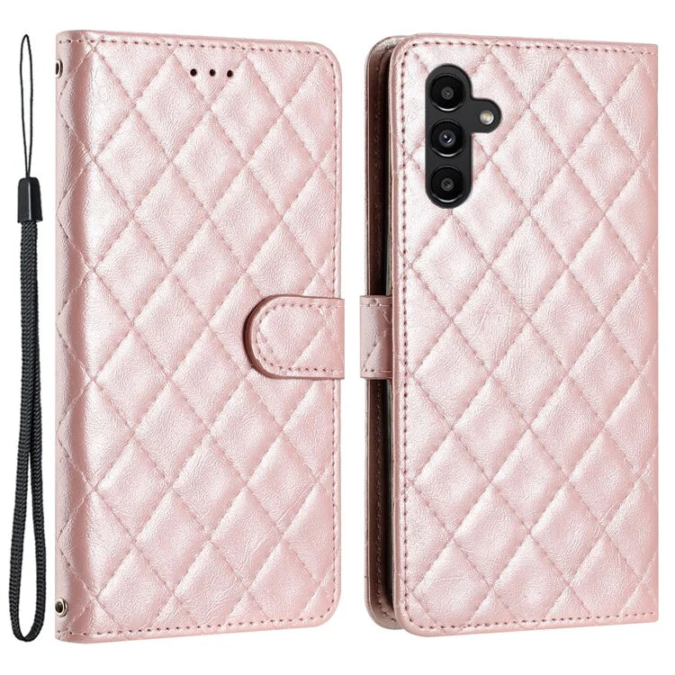 For Samsung Galaxy A05s 4G Case Rhombus Grid PU Leather Wallet Cover
