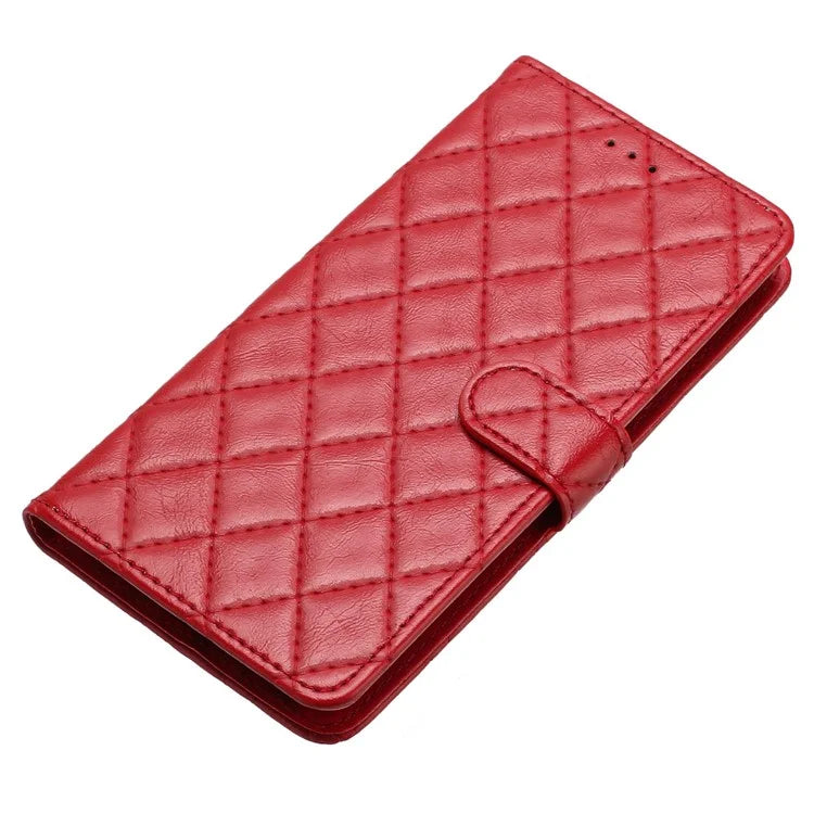 For Samsung Galaxy A05s 4G Case Rhombus Grid PU Leather Wallet Cover