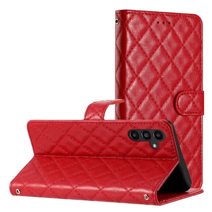 For Samsung Galaxy A05s 4G Case Rhombus Grid PU Leather Wallet Cover
