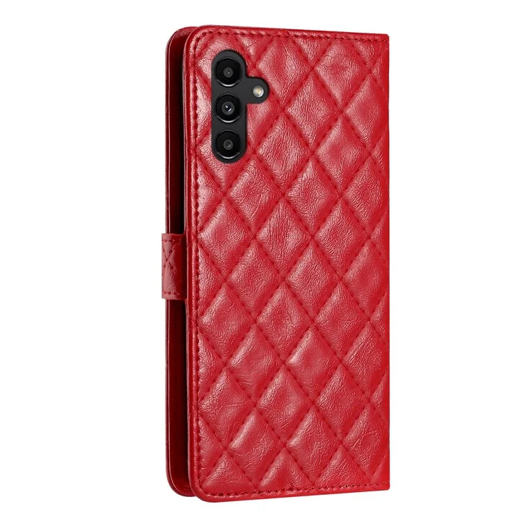 For Samsung Galaxy A05s 4G Case Rhombus Grid PU Leather Wallet Cover