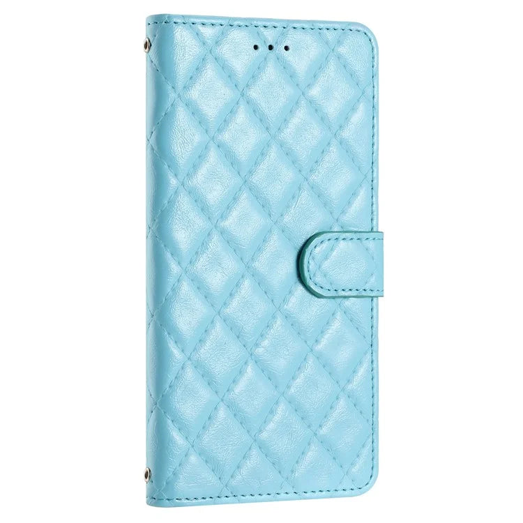 For Samsung Galaxy A05s 4G Case Rhombus Grid PU Leather Wallet Cover