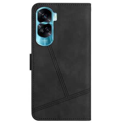 For Honor 90 Lite 5G / X50i 5G Lines Imprinted Cell Phone Case Skin-touch PU Leather Cover