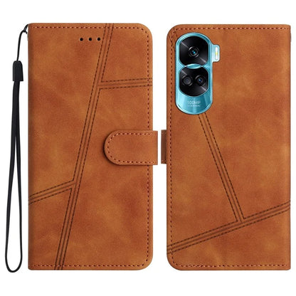For Honor 90 Lite 5G / X50i 5G Lines Imprinted Cell Phone Case Skin-touch PU Leather Cover