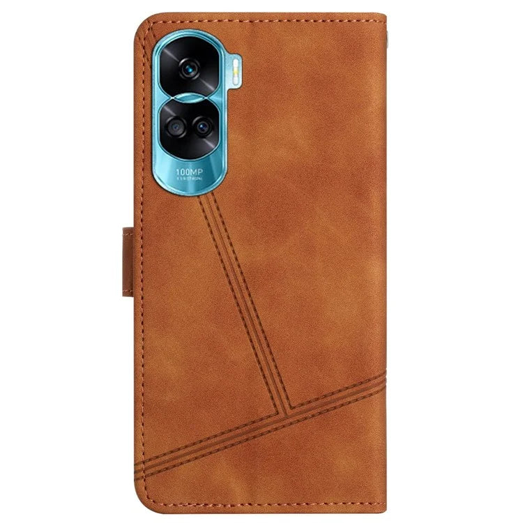 For Honor 90 Lite 5G / X50i 5G Lines Imprinted Cell Phone Case Skin-touch PU Leather Cover