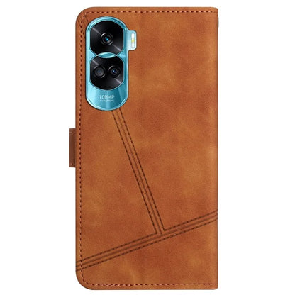 For Honor 90 Lite 5G / X50i 5G Lines Imprinted Cell Phone Case Skin-touch PU Leather Cover