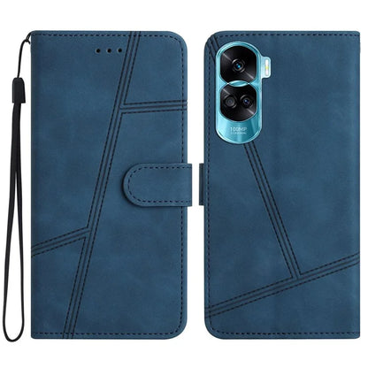 For Honor 90 Lite 5G / X50i 5G Lines Imprinted Cell Phone Case Skin-touch PU Leather Cover