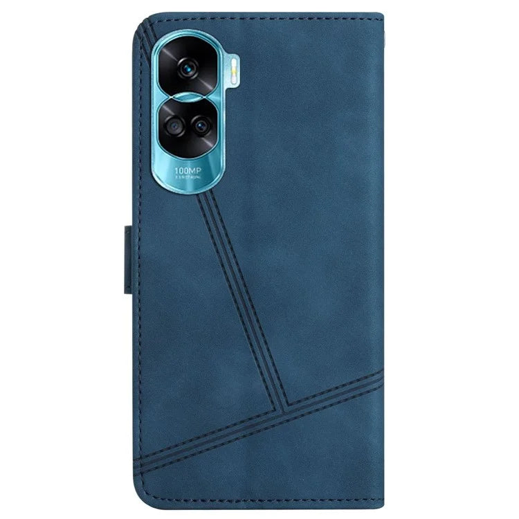For Honor 90 Lite 5G / X50i 5G Lines Imprinted Cell Phone Case Skin-touch PU Leather Cover