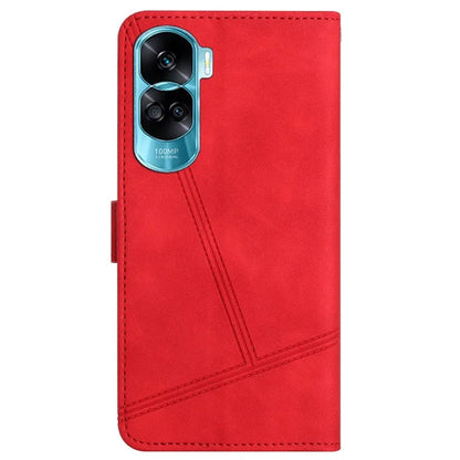 For Honor 90 Lite 5G / X50i 5G Lines Imprinted Cell Phone Case Skin-touch PU Leather Cover