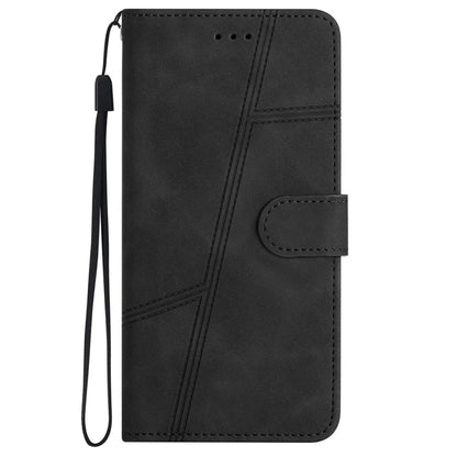 For Oppo A79 5G / A2 5G Lines Imprinted Cell Phone Case Foldable Stand PU Leather Cover