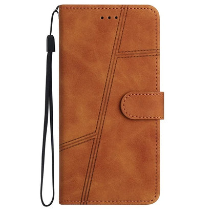 For Oppo A79 5G / A2 5G Lines Imprinted Cell Phone Case Foldable Stand PU Leather Cover