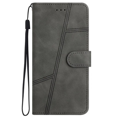 For Oppo A79 5G / A2 5G Lines Imprinted Cell Phone Case Foldable Stand PU Leather Cover