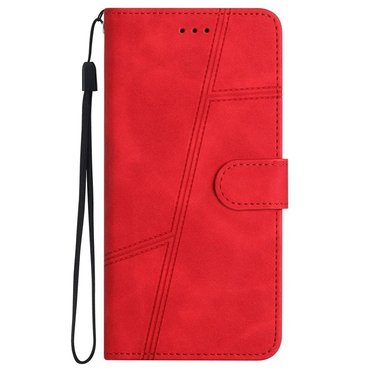 For Oppo A79 5G / A2 5G Lines Imprinted Cell Phone Case Foldable Stand PU Leather Cover