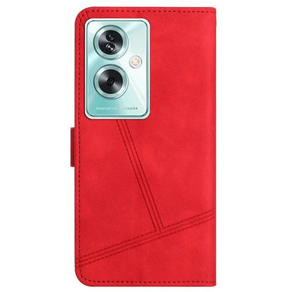 For Oppo A79 5G / A2 5G Lines Imprinted Cell Phone Case Foldable Stand PU Leather Cover