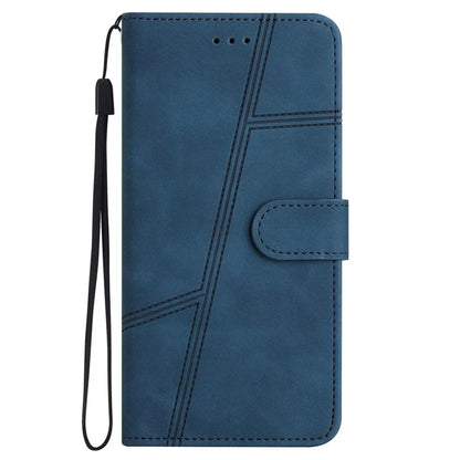 For Oppo A79 5G / A2 5G Lines Imprinted Cell Phone Case Foldable Stand PU Leather Cover