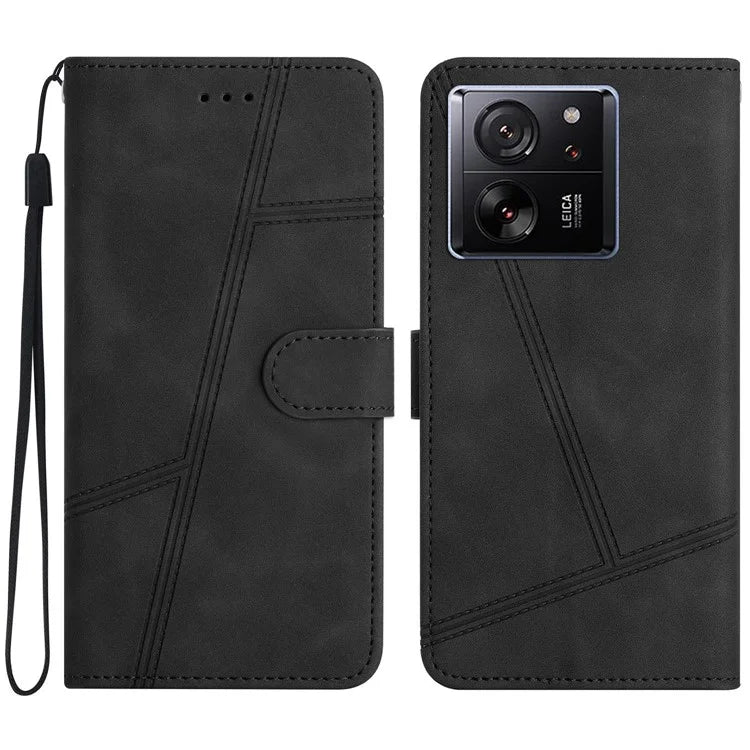 Skin-touch Shell for Xiaomi 13T / 13T Pro / Redmi K60 Ultra Cell Phone Cases Lines Imprinted Leather Cover