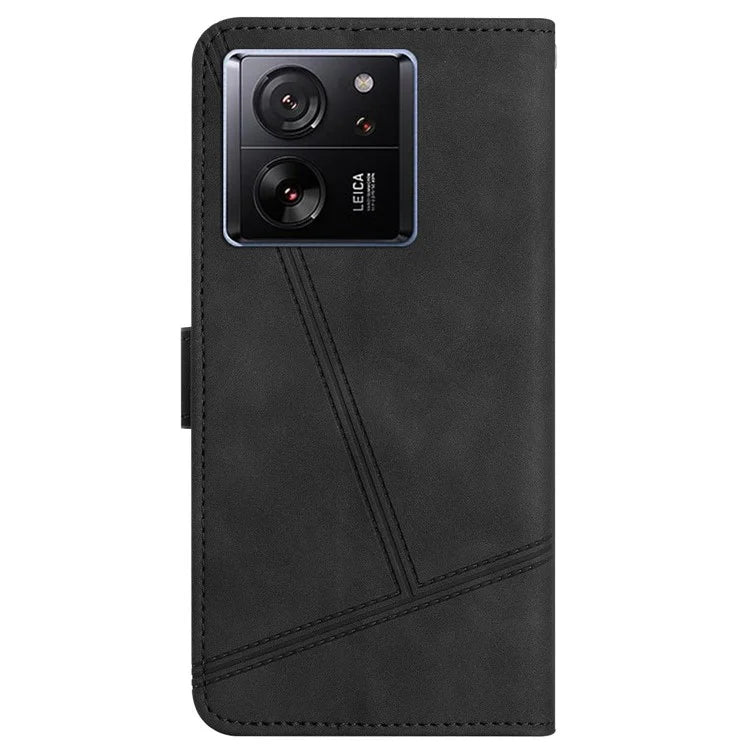 Skin-touch Shell for Xiaomi 13T / 13T Pro / Redmi K60 Ultra Cell Phone Cases Lines Imprinted Leather Cover