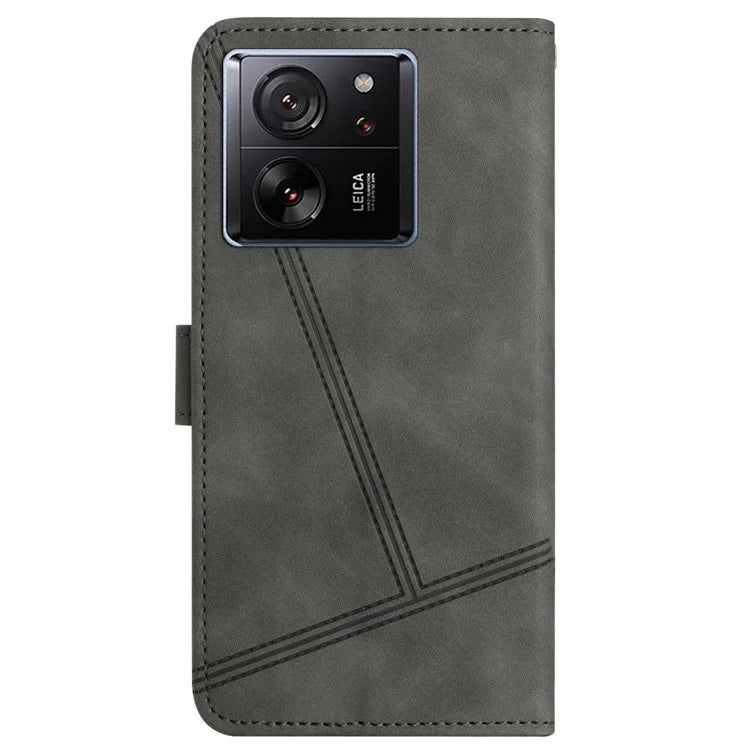 Skin-touch Shell for Xiaomi 13T / 13T Pro / Redmi K60 Ultra Cell Phone Cases Lines Imprinted Leather Cover